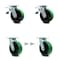 Service Caster 6 Inch Green Poly on Steel Caster Set with Roller Bearings 2 Brake 2 Swivel Lock SCC-TTL30S620-PUR-GB-2-BSL-2 - alternate 1